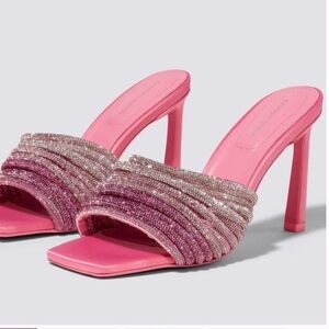 Jonathan Simkhai Pink and Silver crystal  Mules
